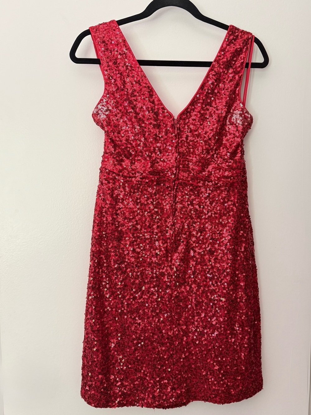 Badgley Mischska Red Sequin V-Neck Sleeveless Dress